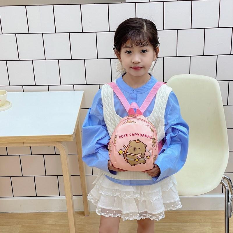 Capybara Pattern Letter Kids Cartoon Pack With Breathable Nylon For Daily Use