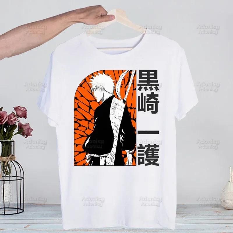 Bleach Kurosaki Ichigo Manga Anime Harajuku T-shirts Summer Men Hip Hop Funny Tshirt Streetwear t shirts Short Sleeve Tops