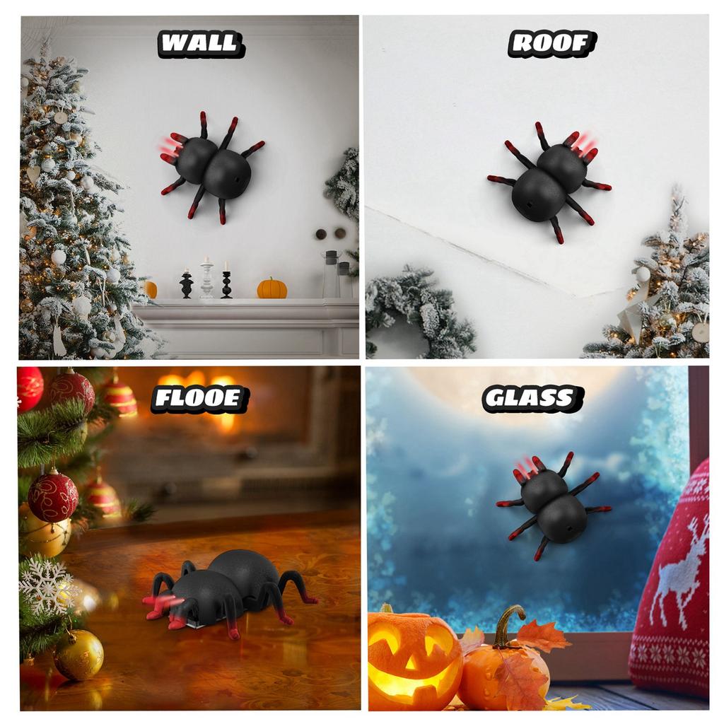 Remote Control Spider Kids Toys Realistic Wall Climbing RC Spider with Light and Suction Cups for