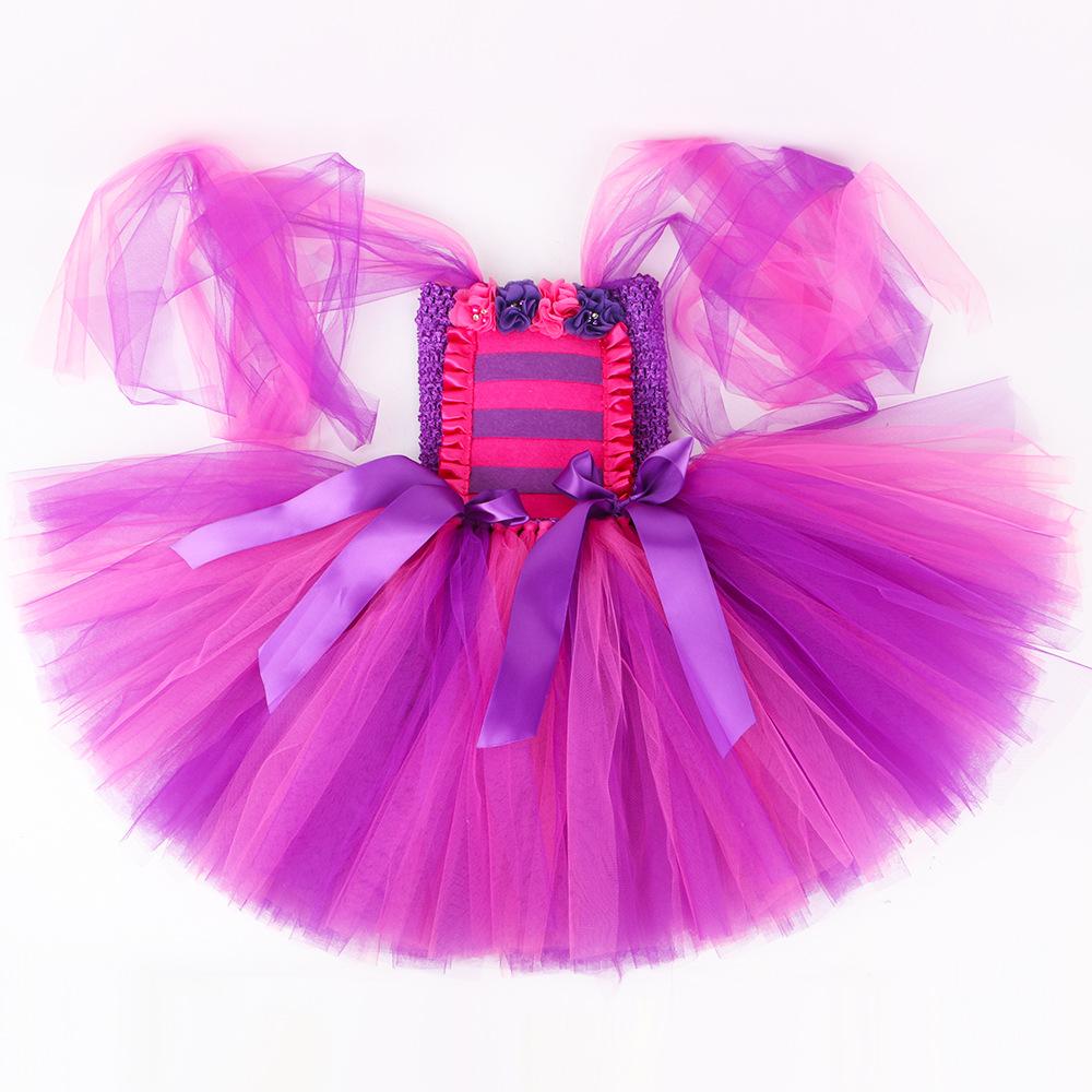 Kids Cheshire Cat Tulle Puff Dress, Alice in Wonderland Cute Cat Princess Cosplay Outfit