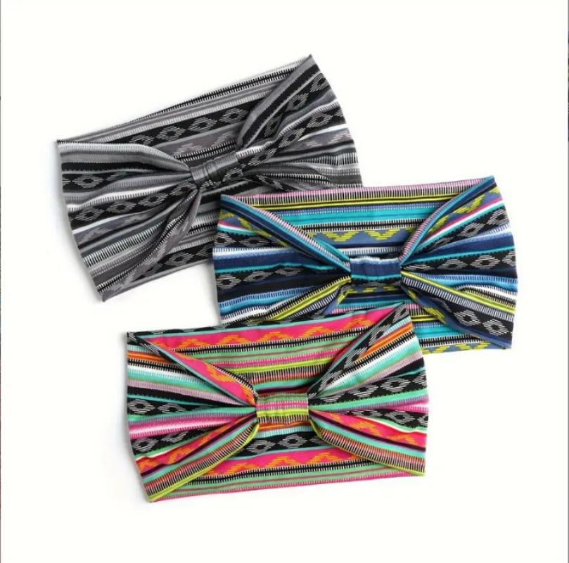 Women's Wide Headband Cotton Printed Headband Sports Band Striped Headband A Wide Edge Yoga Headband Soft Hair Band Headdress Bundle Women Headband
