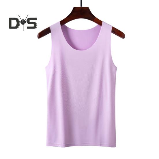 Γυναικείο γιλέκο με πάτο Ice Silk Χωρίς ραφή Αμάνικο Καθαρό Χρώμα Plus Size Strechy στρογγυλή λαιμόκοψη Dry Dry Cooling Camisole Καλοκαιρινό ραντεβού Διακοπές γραφείου