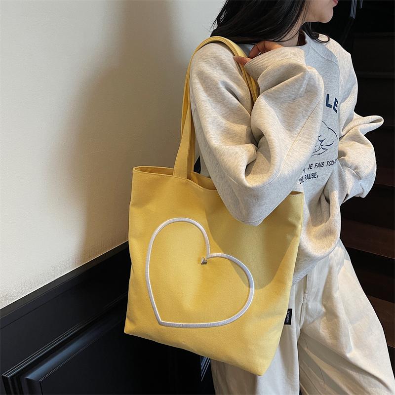 Love Canvas Bag Women's Large Capacity Tote Bag Commuter Underarm Bag