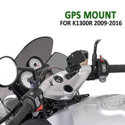 Schwarzer Metall-Handyhalter für BMW K1300R Motorrad.
