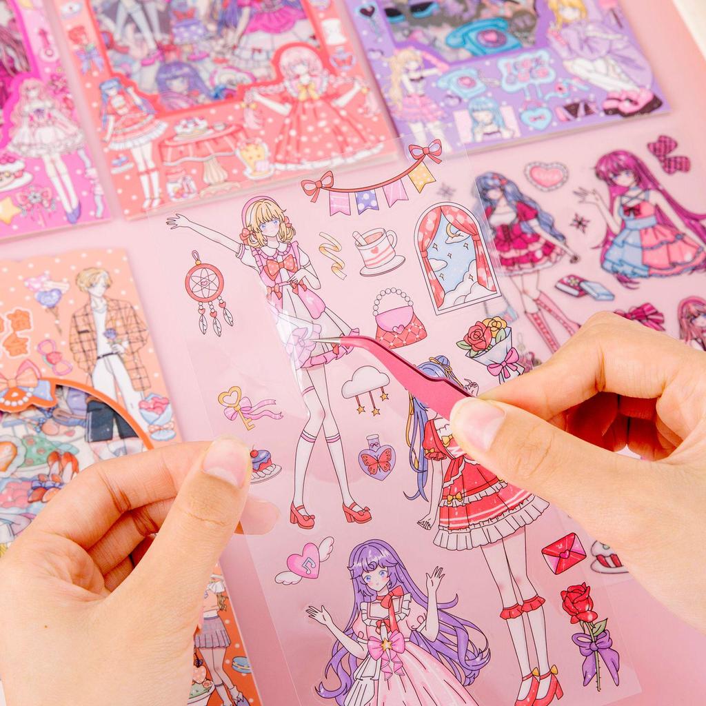 Cute Anime Girl Sticker Pack - Creative PET Stickers for DIY Journals and Decoration