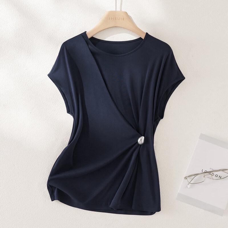 IHIMI Metal Buckle Cap Sleeve T-shirt XL