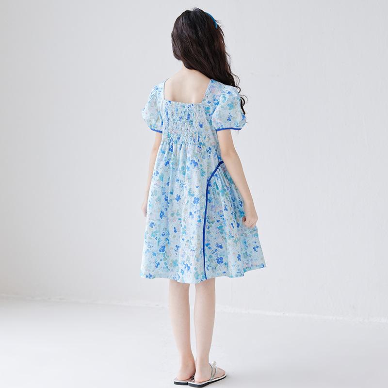 2025 Summer Mother-Daughter Floral Smocked Princess Dress - Korean Style Beach Outfit for Girls
