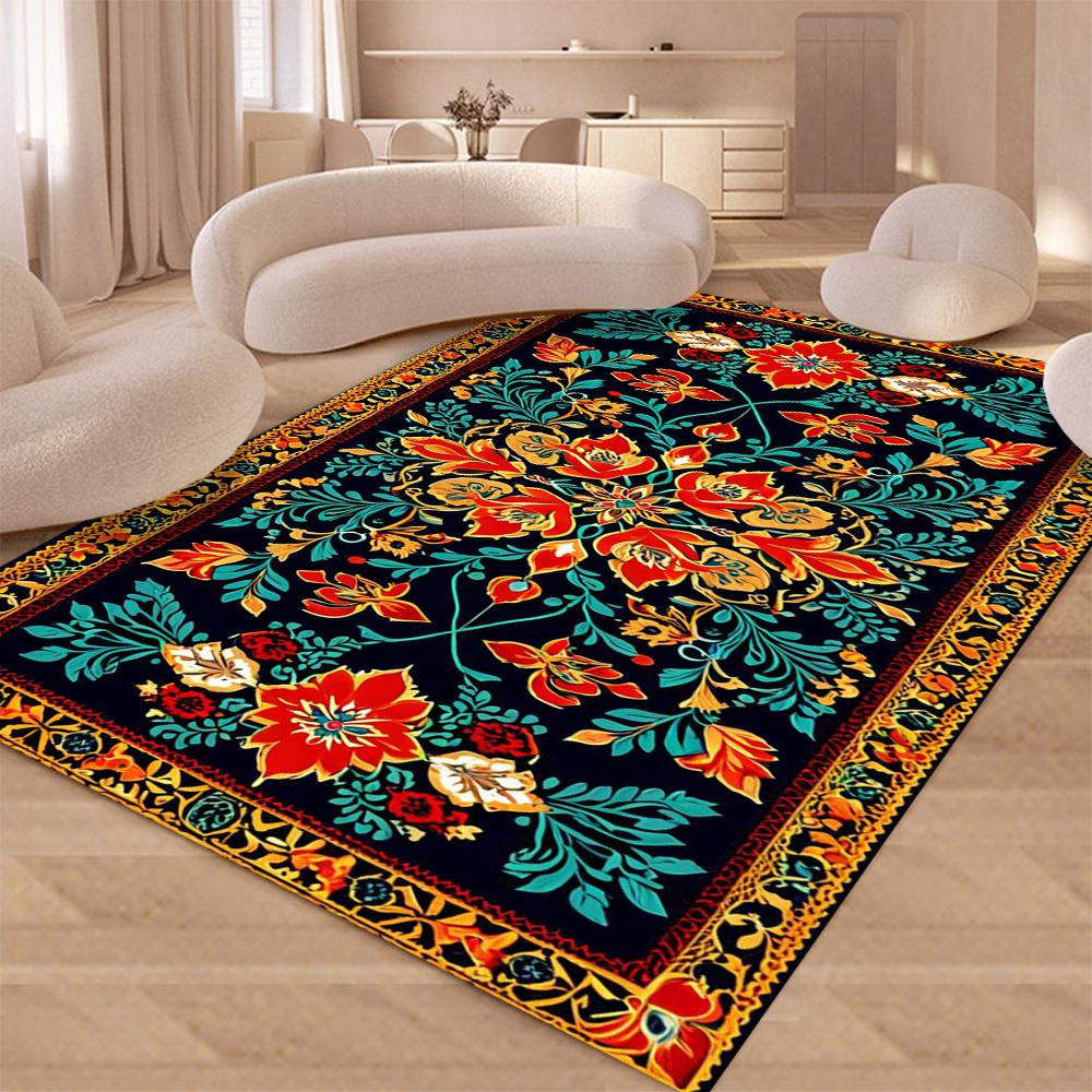 Brightly Printed Mughal Floral Carpet for Living Room Sofa Decor Rugs Bedroom Rug  Kitchen Coffee Table Floor Mat Indoor Rug
