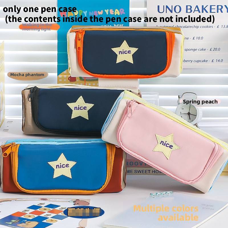 Multilayer Star Shape Pencil Case With Fabric Material For Student Office Use