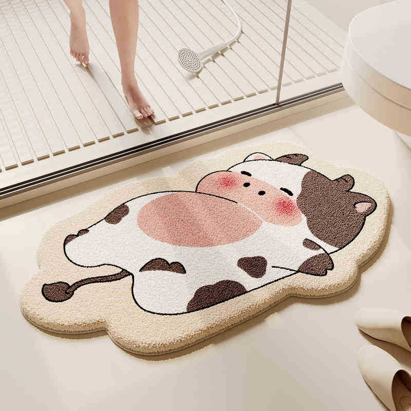 Cartoon Animal Bathroom Floor Mat, Shower Room, Non-Slip And Easy To Take Care Of, Imitation Cashmere Foot Mat, Household Dirt-Resistant And