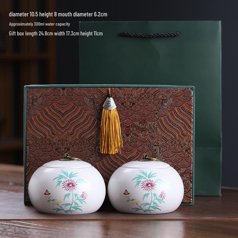 Ceramic Tea Caddy Souvenir: Small Moisture-Proof Jar for Pu-erh & White Tea, Ideal Gift with Logo