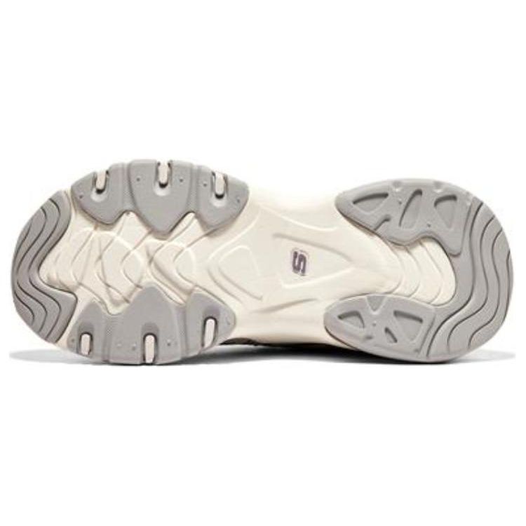 Skechers DLites 3.0 Air Mesh Leather Sports Low-Top Lifestyle Shoes Women Sneakers Gray Purple Beige 896150-GYPR