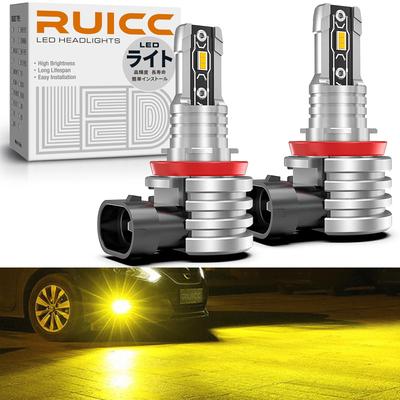 RUICC H8 H11 H16 LED Dimlykta, Explosivt Ljus, 3000K Gul, Fordonsbesiktning, 10 000
