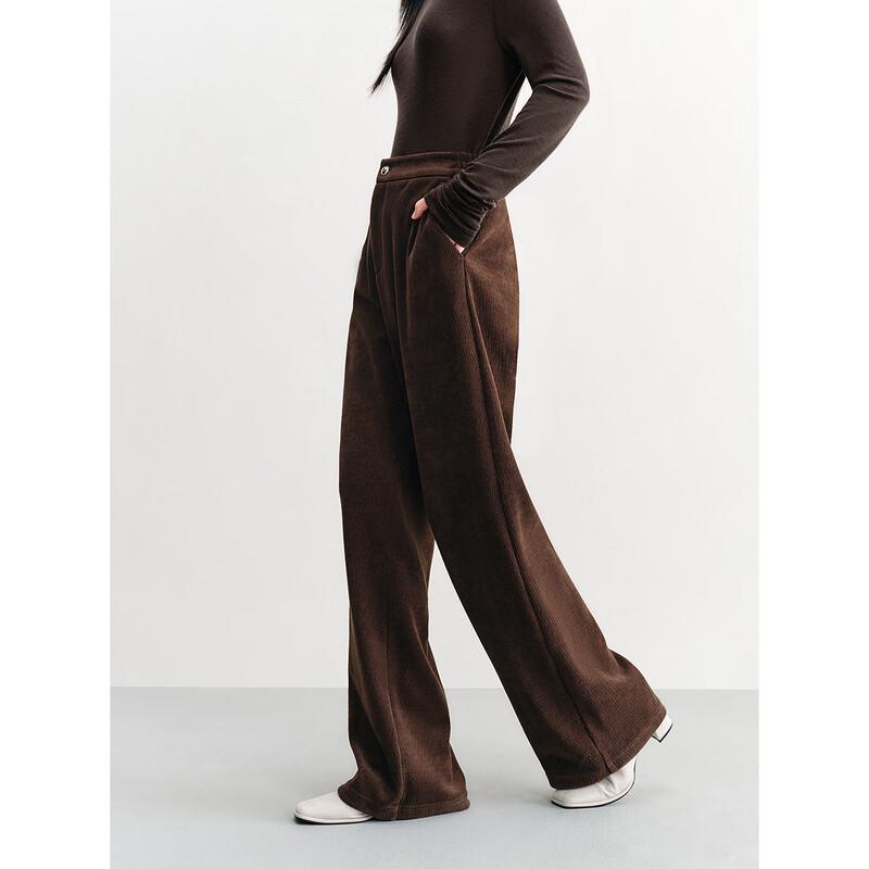 PEACEBIRD Women's High-Waist Chenille Wide-Leg Trousers