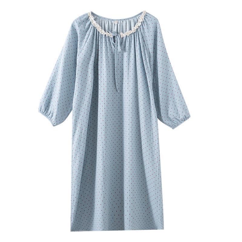 Rochie Pijama din Dantelă pentru Femei Primăvara 2026 - Stil Prințesă Dulce Japoneză, Mânecă Lungă, Material Ușor pentru Interior și Exterior