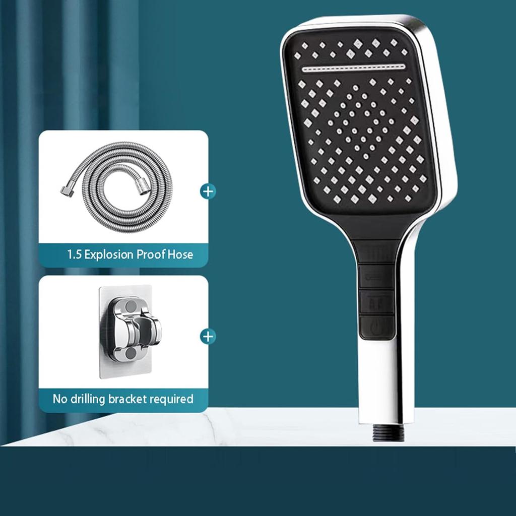 High Pressure Shower Head with Handheld 7 Spray Modes shower head, detachable  high pressurewith Stainless Hose and Adjustable Mount hand held