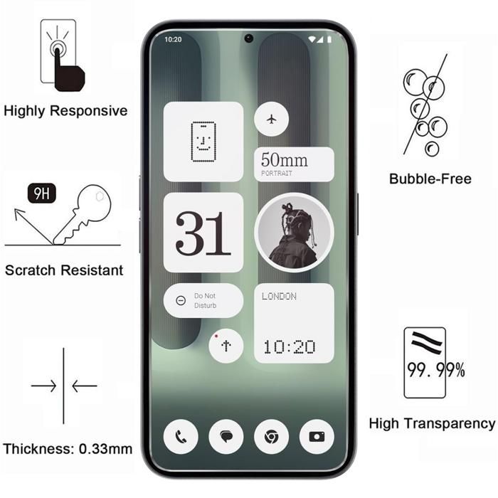 Screen Protector - Phonillico® - Nothing Phone 2A Plus - Tempered Glass - 2 Pack - Scratch Resistant