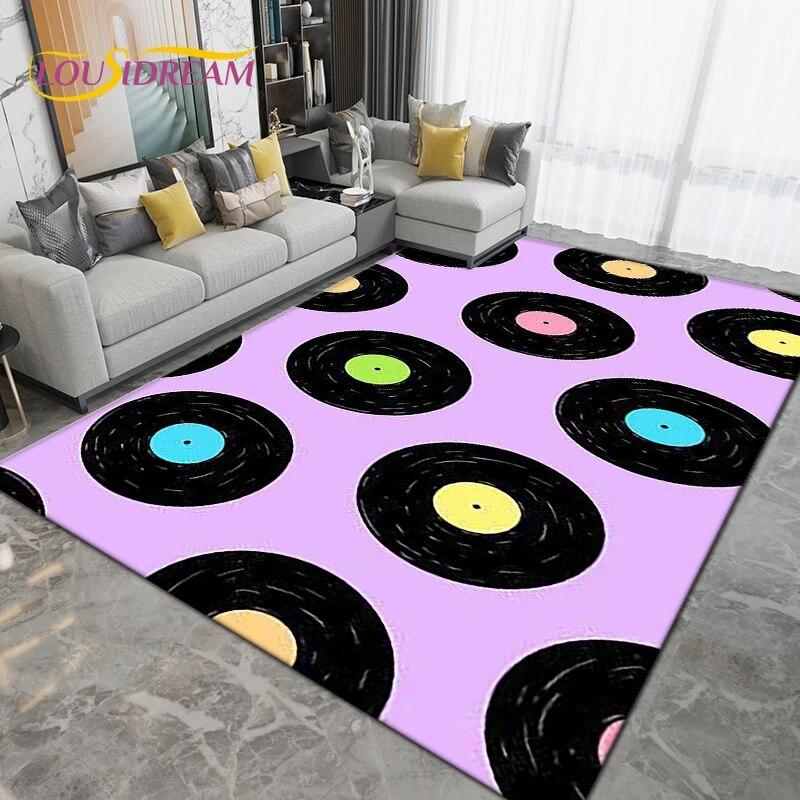 Classical Music Vintage Vinyl Record Area Rug Large,Carpet Rug for Living Room Bedroom Sofa,Kitchen Bathroom Non-slip Floor Mats