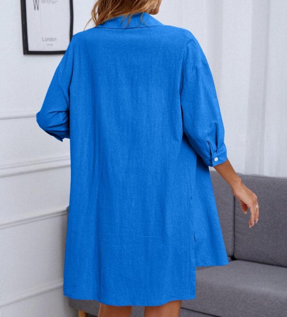 2023 Spring Women's Casual Patchwork Cotton Linen Two-Piece Set with Seven-Sleeves