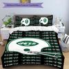 3-teiliges Bettwäscheset mit New York Jets Logo Muster Bettbezug-Set beinhaltet Bettbezug & Kissenbezüge, perfekte Ganzjahres-Schlafzimmerdekoration & Geschenk