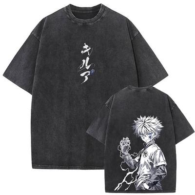 Prana Vintage Koszulka z Graficznym Motywem Anime Hunter X Hunter Koszulki z Merchem Killua Zoldyck Męskie Codzienne Koszulki Retro Ubrania dla Fanów i Miłośników
