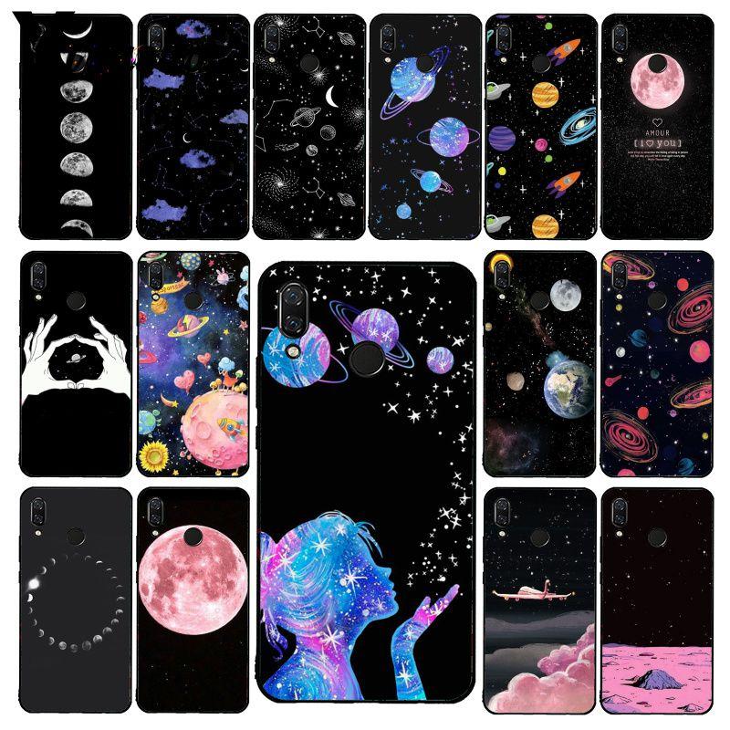 Yinuoda schwarz weiß Mond Sterne Weltraum Mädchen Reise Flugzeug Handyhülle für Xiaomi Redmi Note 7 8T Redmi 5plus 6A Note8 4X Note8Pro