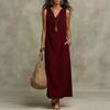 Women's Cowl Neck Sleeveless Loose Maxi Dress Casual Linen Cotton Summer Long Dress