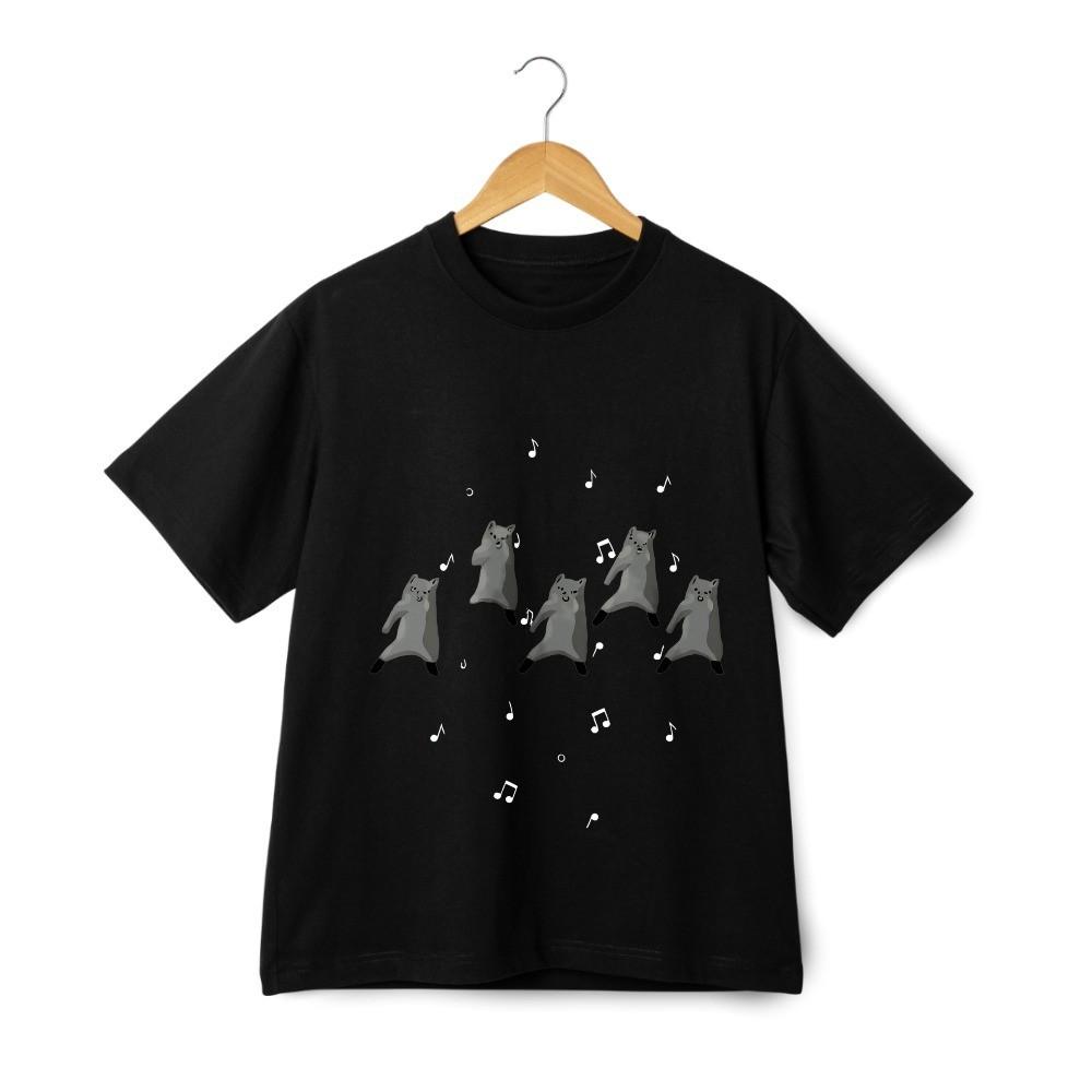 Cute Dancing Cats Graphic T Shirt Music Lover Funny Animal Tee Streetwear Tee S