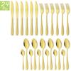 6People Gold Cutlery Set Knife Fork Tea Spoon Tableware High Quality Stainless Steel Dinnerware Home Kitchen Flatware Silverware