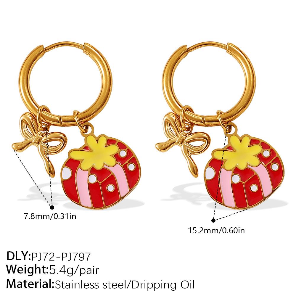 Christmas versatile DIY pendant earrings stainless steel gold-plated atmosphere earrings women