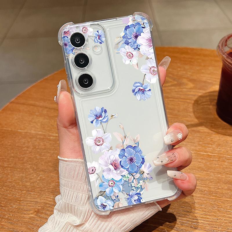 Small Flower Pattern Phone Case For Samsung Galaxy A57 A37 A17 A56 A16 A55 A36 A26 A15 A35 A54 A53 Clear Shockproof Soft Cover