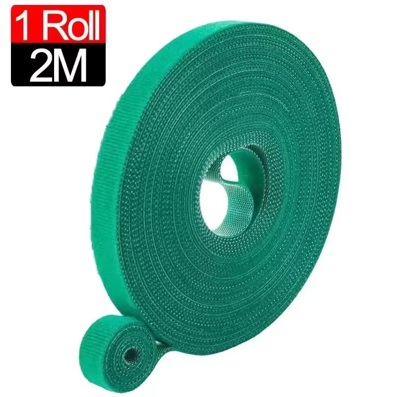 Fascetta autoadesiva in nylon per piante, verde, regolabile, con gancio e anello, supporto per spago da giardino, fascetta riutilizzabile, nastro di fissaggio