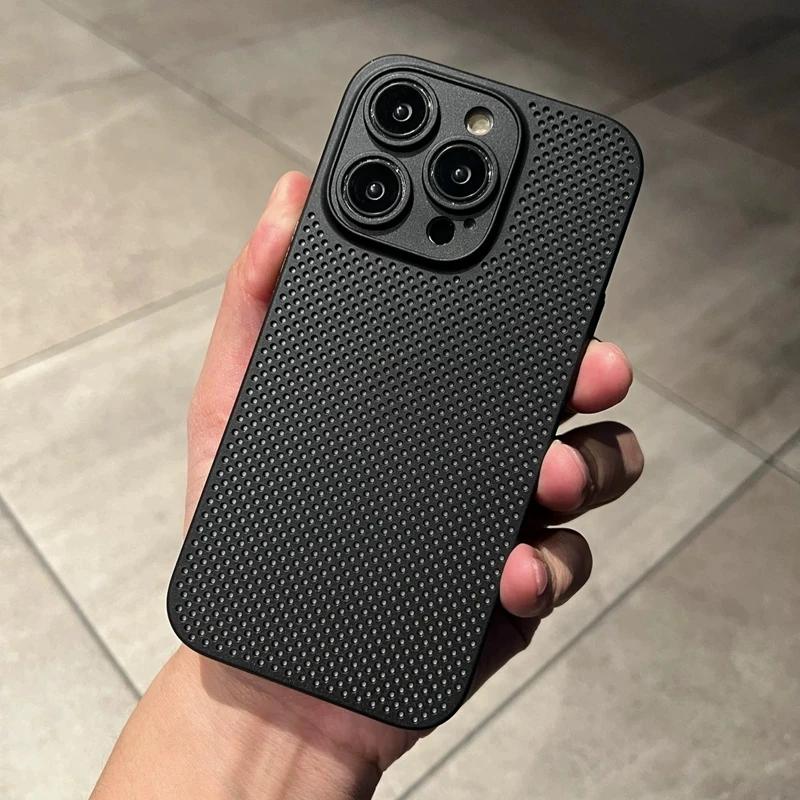 

Роскошный мягкий теплоотводящий чехол для телефона iPhone 11 14 13 12 15 Pro Max Plus, полый ультратонкий однотонный чехол For iPhone 15Pro Max