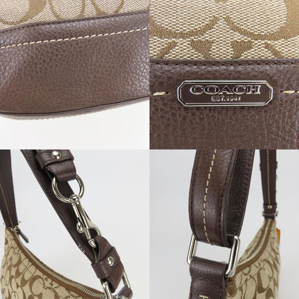 Used COACH Shoulder Bag Signature F24028 canvas/leather beige Brown