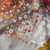 Cute Chinese New Year Horse Year Lion Dance Bow Nail Art Print Stickers Lucky Pony Manicure Decals Festive Embossed Nail Decor
