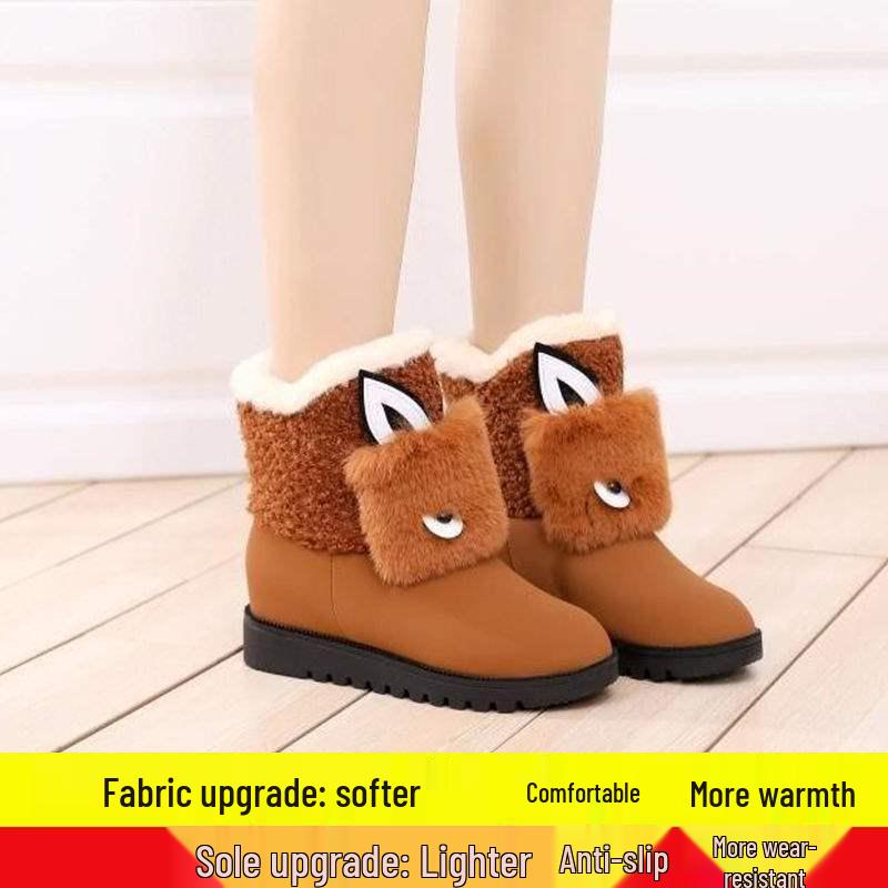 2025 Women's Fleece-Lined Waterproof Snow Boots - Korean Style, Non-Slip, Warm, Mid-Calf.