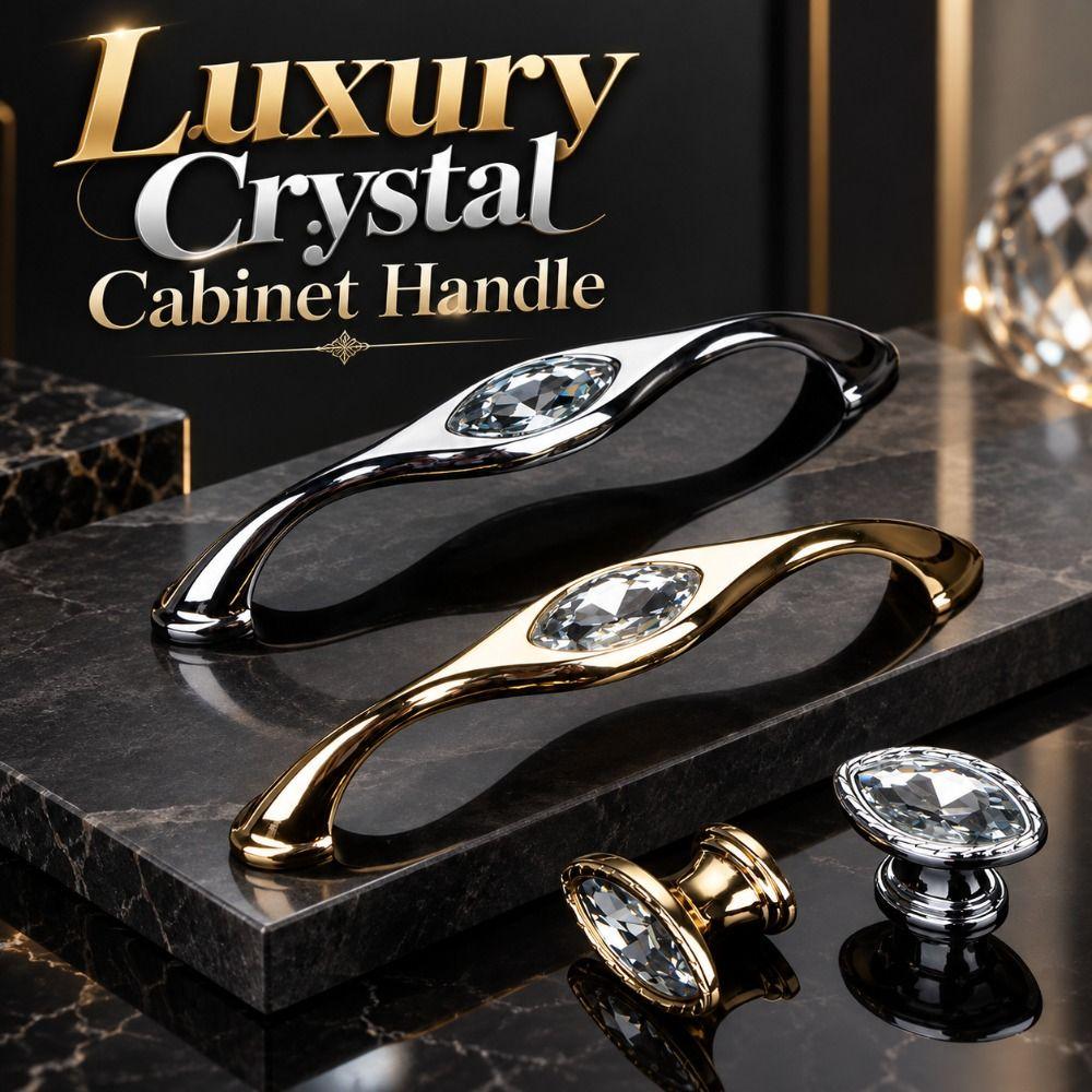 Polished Crystal Cabinet Handle Shiny Furniture Knob Gold Drawer Pull Wardrobe Furniture Cabinet