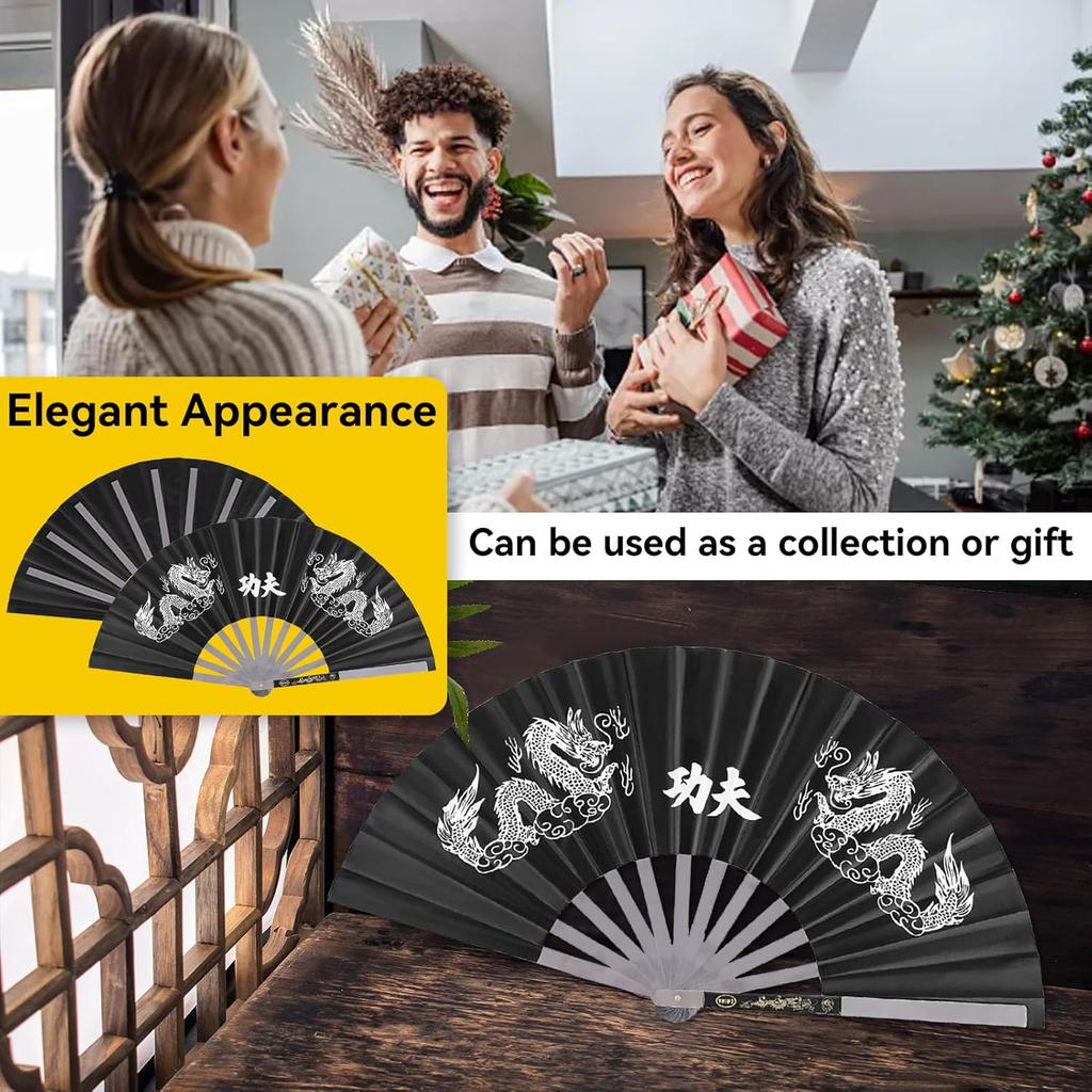 Chinese Kung Fu Tai Chi Fan Martial Arts Dance Folding Fan Stainless Steel Written Kung Fu Fan