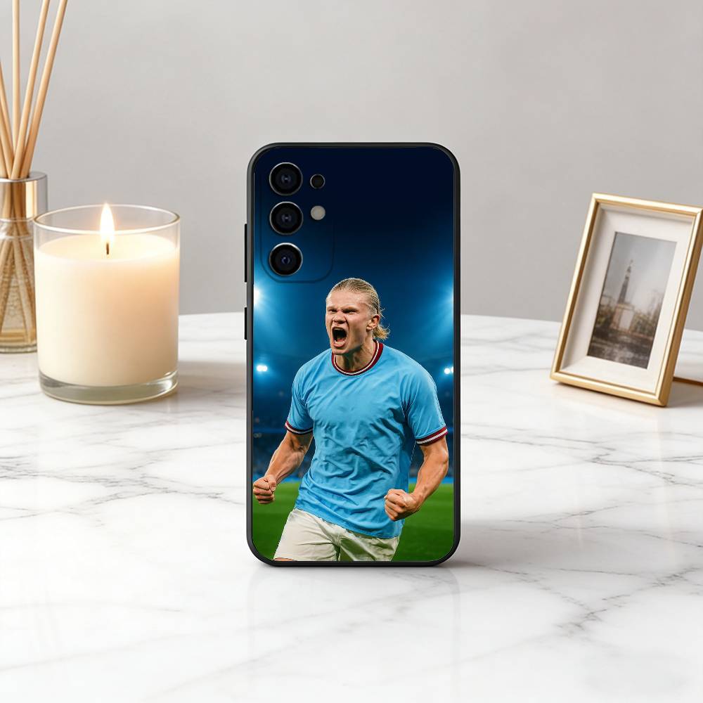 Football E-Erling H-Haaland-EH Phone Case Black Silicone Soft For Samsung S25,S24,S21,S22,S23,S30,Ultra,S20,Plus,Fe,Lite