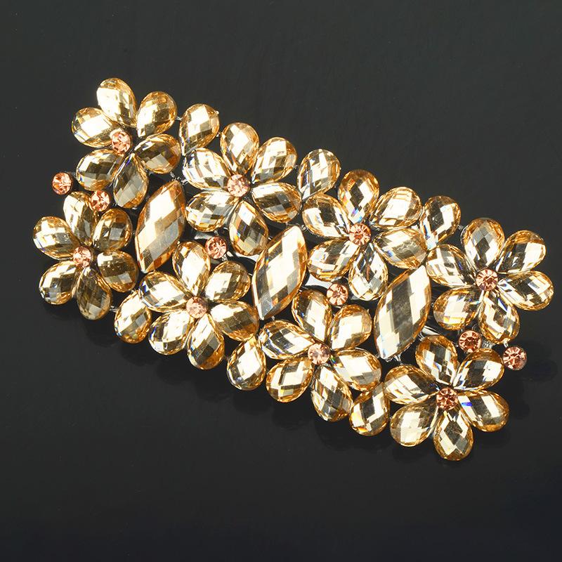 

Роскошные искусственные пружинные заколки со стразами для женщин, элегантные заколки в виде листьев и цветов для свадебных головных уборов