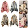 Ink Painting Theme Imitation Cashmere Scarf Chinese Style Poncho Scarves  Winter Season