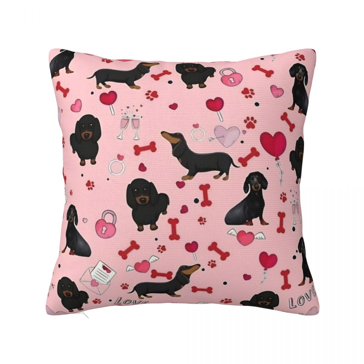 Dachshund Valentines Day Throw Pillow Cover Throw Pillow Dogs Animal Funny Pillowcase 30x30cm 12x12in