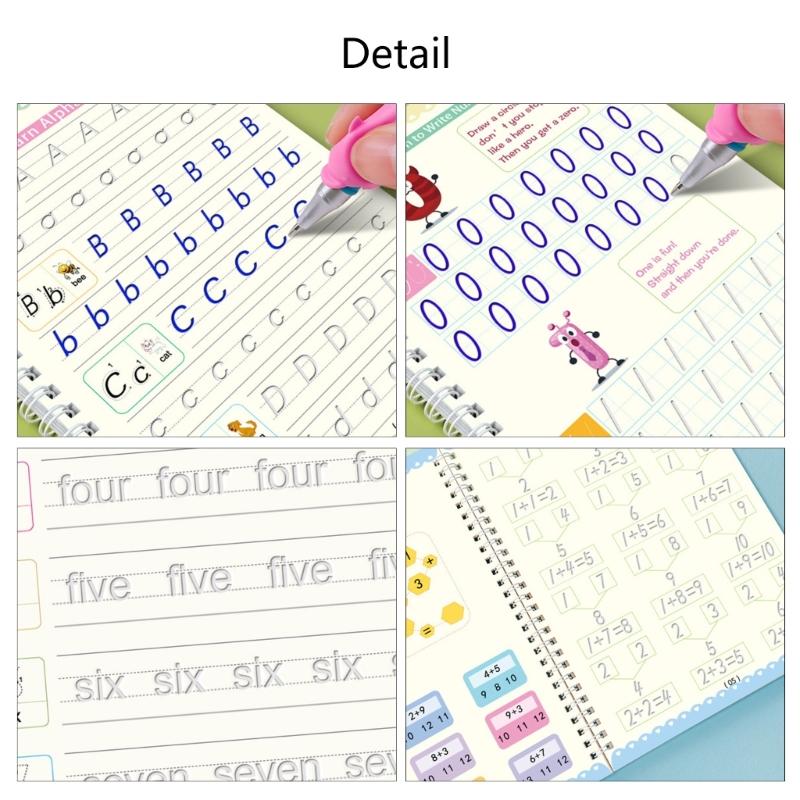 4Pcs Childrens Calligraphy Practice Workbook Magical Handwriting Practice Book For Kid Early Writing Skills Development