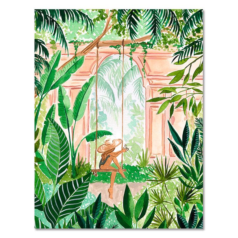 

Пляжный бассейн, марокканские тропические джунгли, качели, луг, настенная живопись на холсте, постеры и принты, настенные панно для декора гостиной 30x40cm No Frame