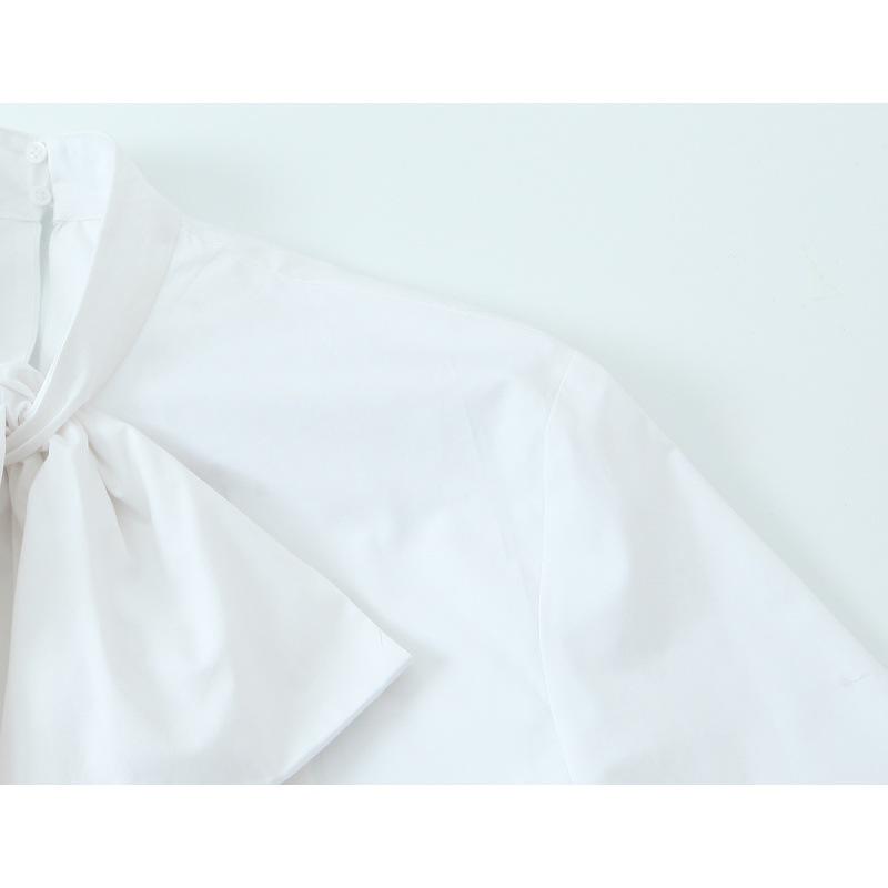 European & American Style 2026 Spring French Poplin Bow Tie Shirt