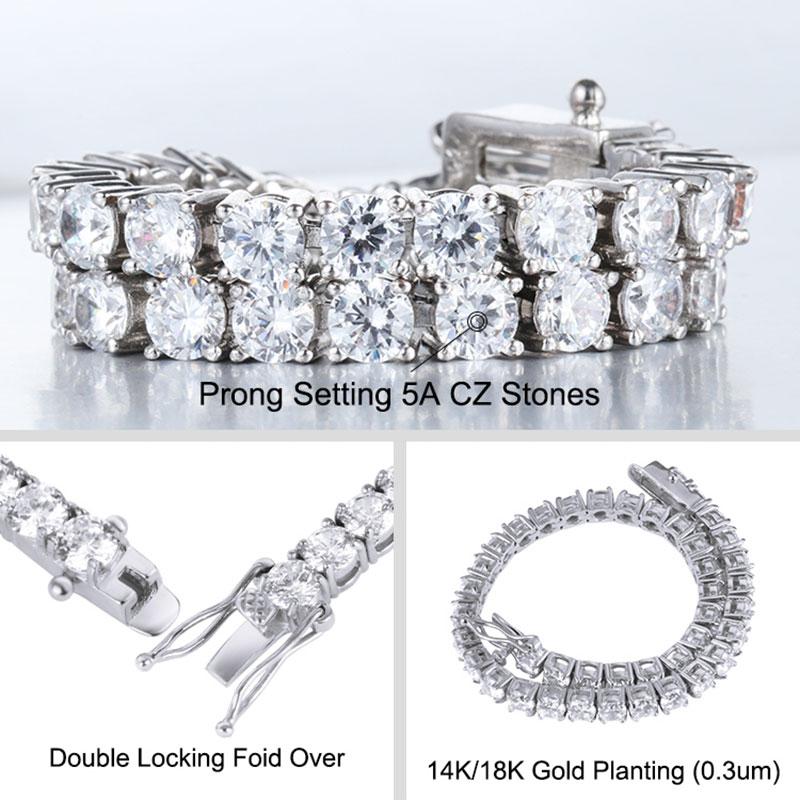Catena Tennis Hip-Hop 1 Riga Zirconi Cubici Iced Out 3mm 4mm 5mm 6mm 18K Collana Rapper Gioielli di Lusso