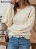 Fall New Arrivals Oversized Knit Sweater with Floral Embroidery for Women