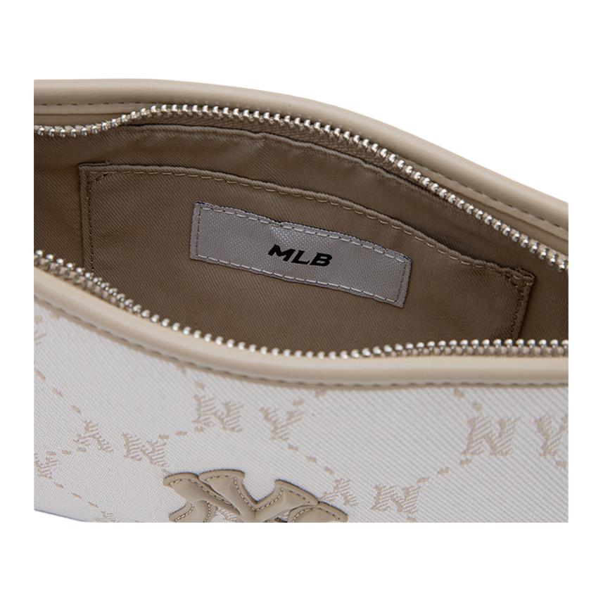 MLB 26 Spring Collection New York Yankees Diamond Old Flower Faux Leather And Polyester Underarm Bag Mini Women Handbag Deep-Cream 3ABQMJ16N-50CRD