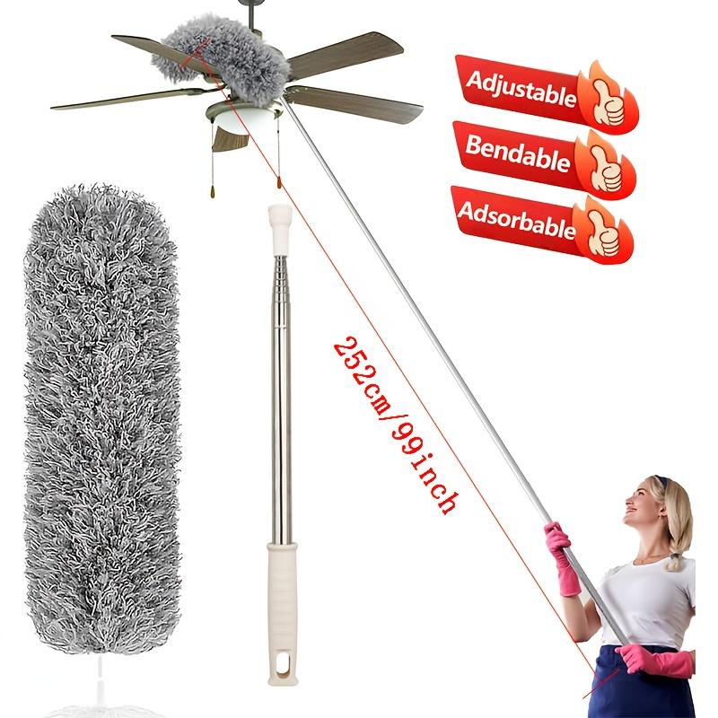 Extra langer Teleskopstaubwedel, 142/252/280cm - Verstellbar, biegsame Mikrofaser-Staubwedel, für Wohnzimmer, Schlafzimmer, Küche, Auto und Außenbereich