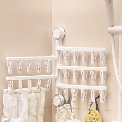 Saugknopf Faltbarer Wäscheständer, Aufbewahrungsregal, Bohrfreier Kleiderständer, Haushalts-Socken, Balkon-Wäscheständer